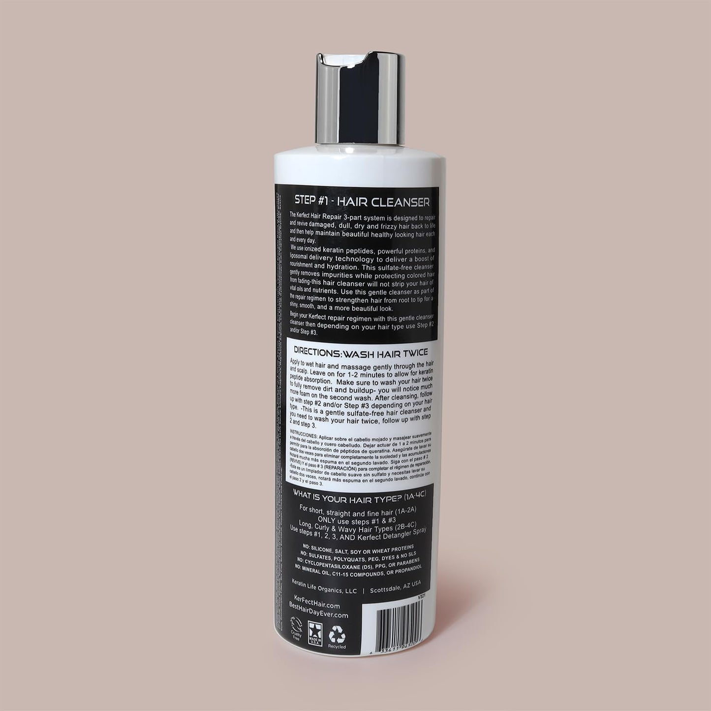 Kerfect Hair Repair System Step 1, Purify Gentle Cleanser, Shampoo Beauty & Personal Care Keratin Life Organics
