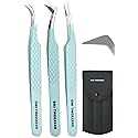 Fiber Tip Lash Tweezers- Pack of 3 Eyelash Extension Tweezers Professional- Lash Tweezers. (Apple Green) Beauty & Personal Care GMI TWEEZERS