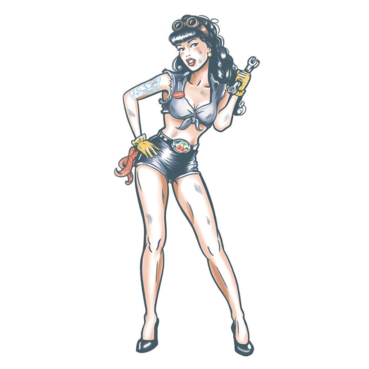 Tinsley Transfers Mechanic Pin Up Temporary FX Tattoo