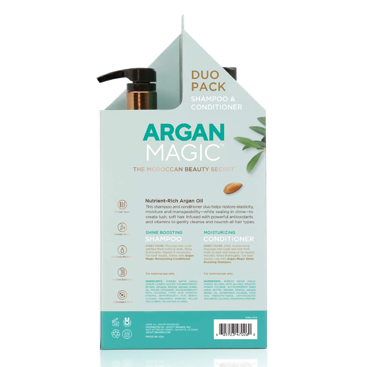 Argan Magic Shine Boosting Shampoo & Moisturizing Conditioner Duo - Gently Cleanses, Boosts Shine, Controls Frizz, Restores Moisture, Detangles | Beauty & Personal Care Argan Magic