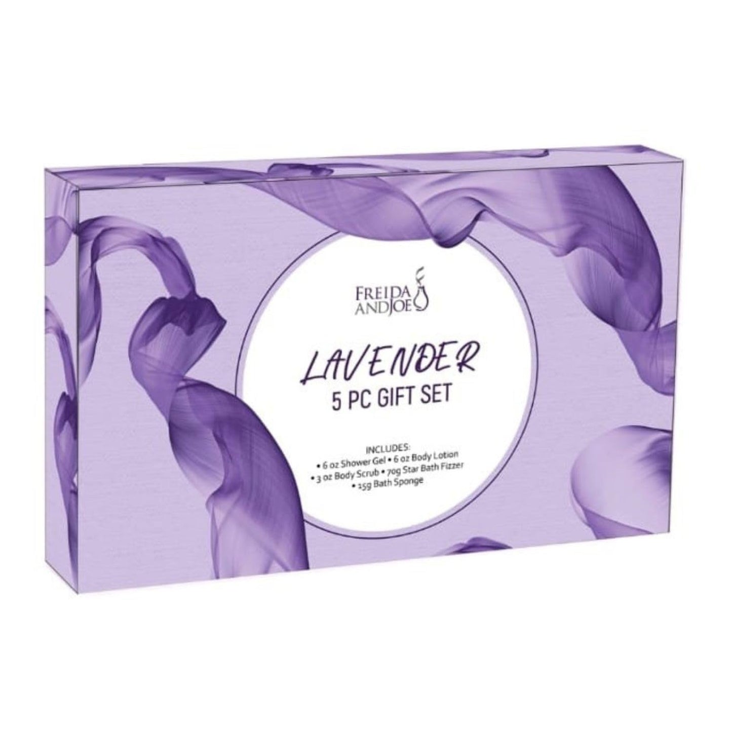Fragrance Bath & Body Collection Gift Box, Includes Shower Gel, Body Lotion, Body Scrub, Bath Bomb & Sponge (Lavender) - Mother's Day Gift for Mom Beauty and Personal Care Freida and Joe