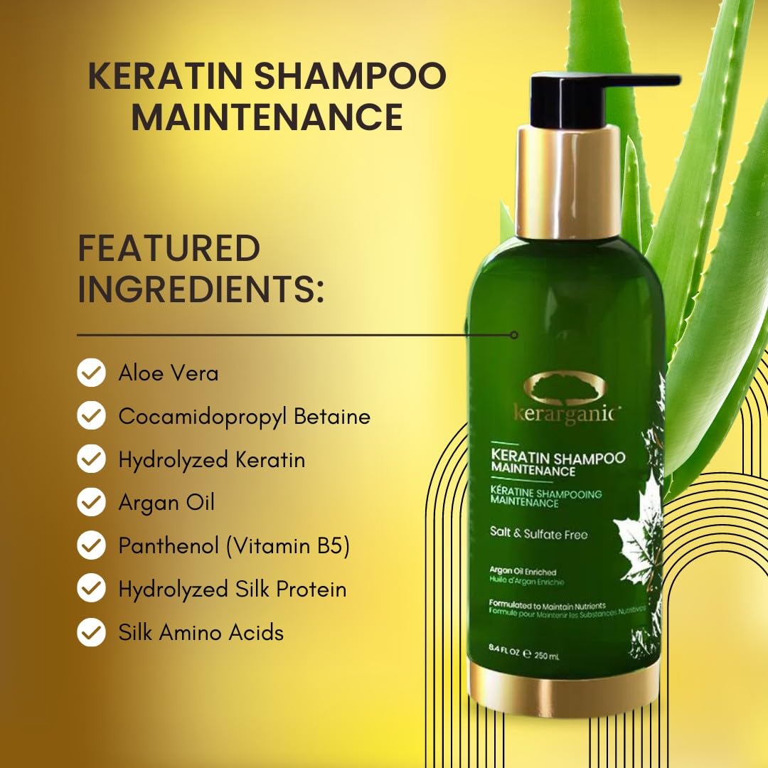 Kerarganic Keratin Shampoo Maintenance +Conditioner Post-Straightening Premium Set 500ml/16.9floz Beauty & Personal Care KERARGANIC