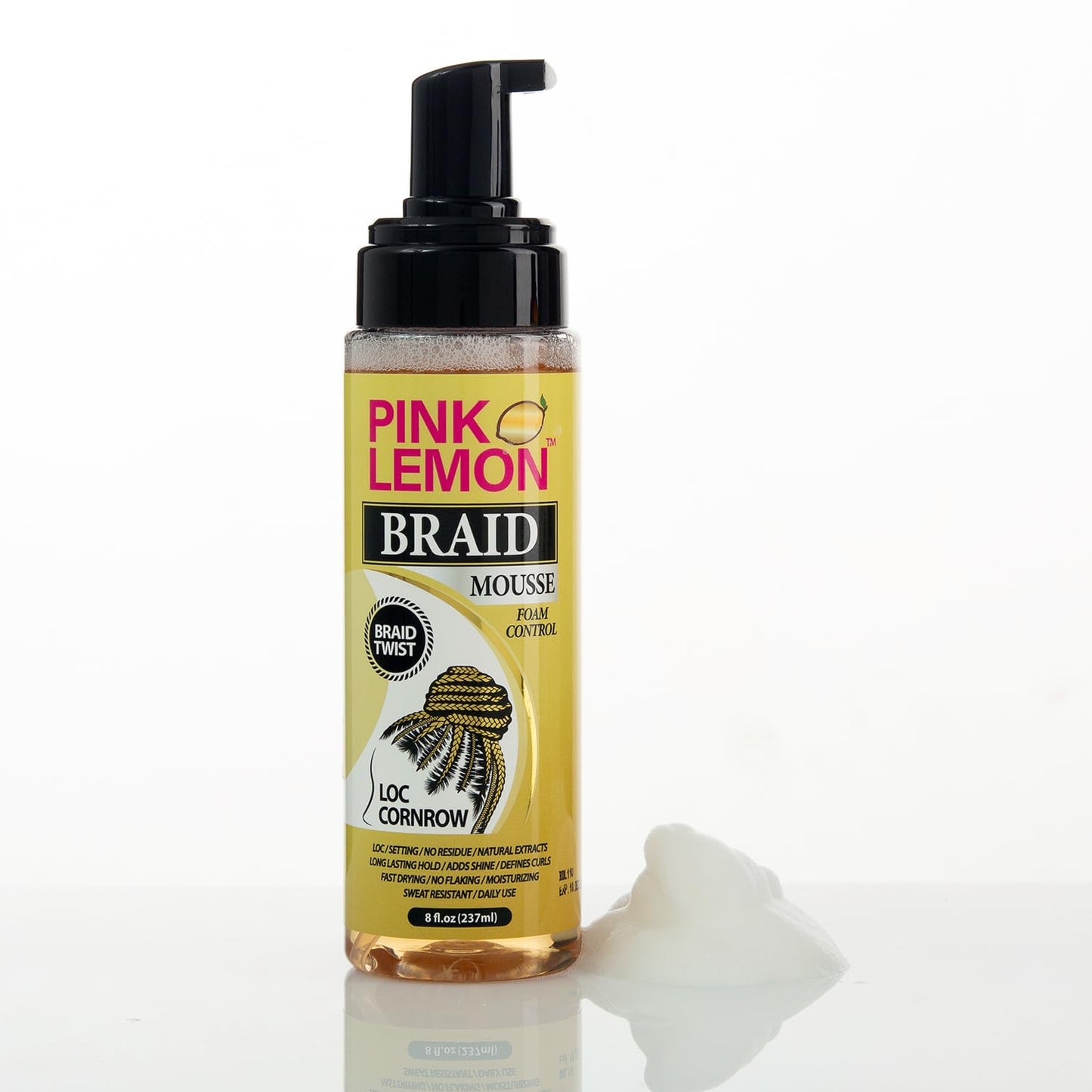 PINK LEMON Braid Mousse Foam Control for Loc and Cornrow Styling, 8 fl oz Beauty & Personal Care PINK LEMON