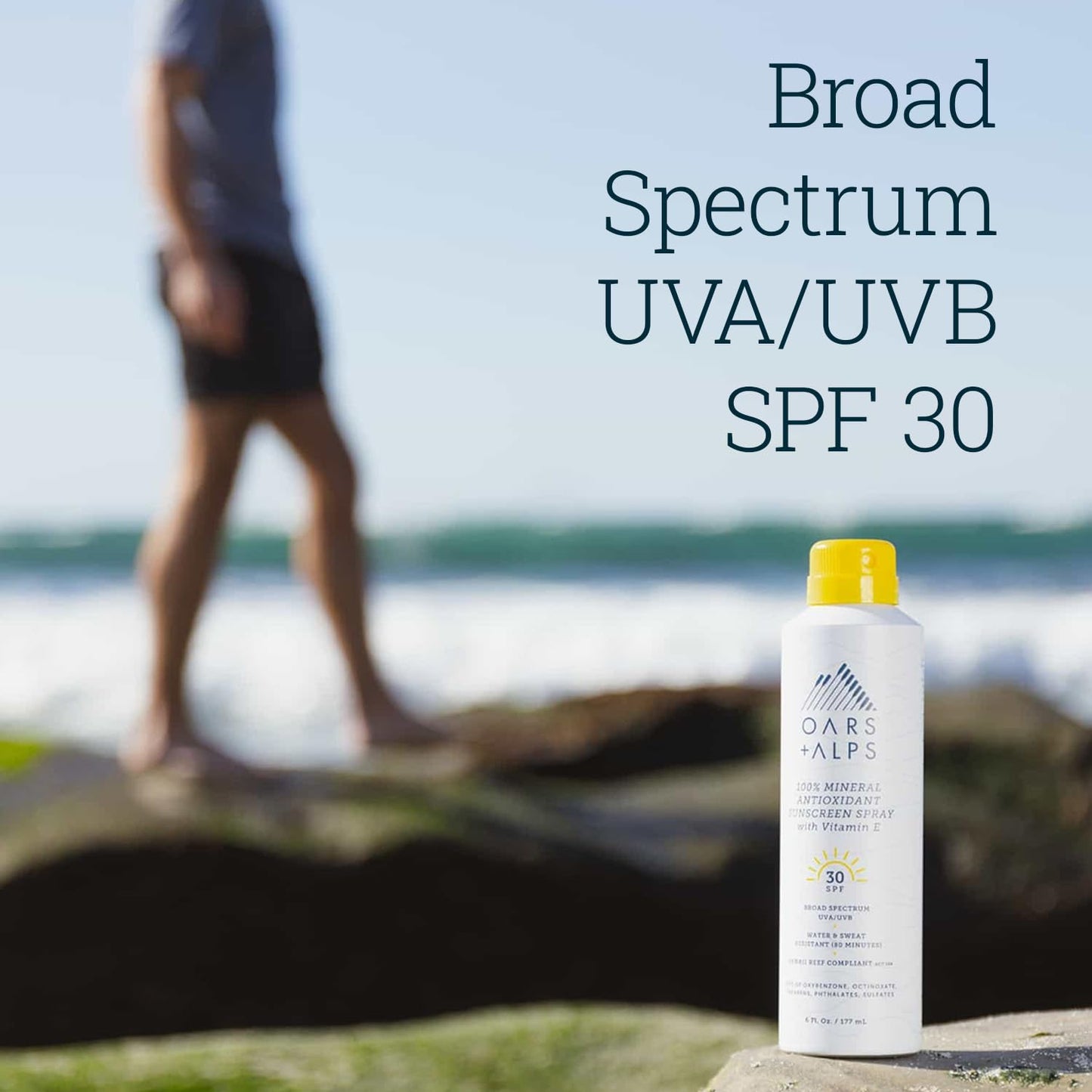 Oars + Alps Sunscreen Spray for Face & Body, SPF 30 Spray Sunscreen Infused with Vitamin E & Antioxidants, No White Residue, Water & Sweat Resistant Beauty & Personal Care Oars + Alps