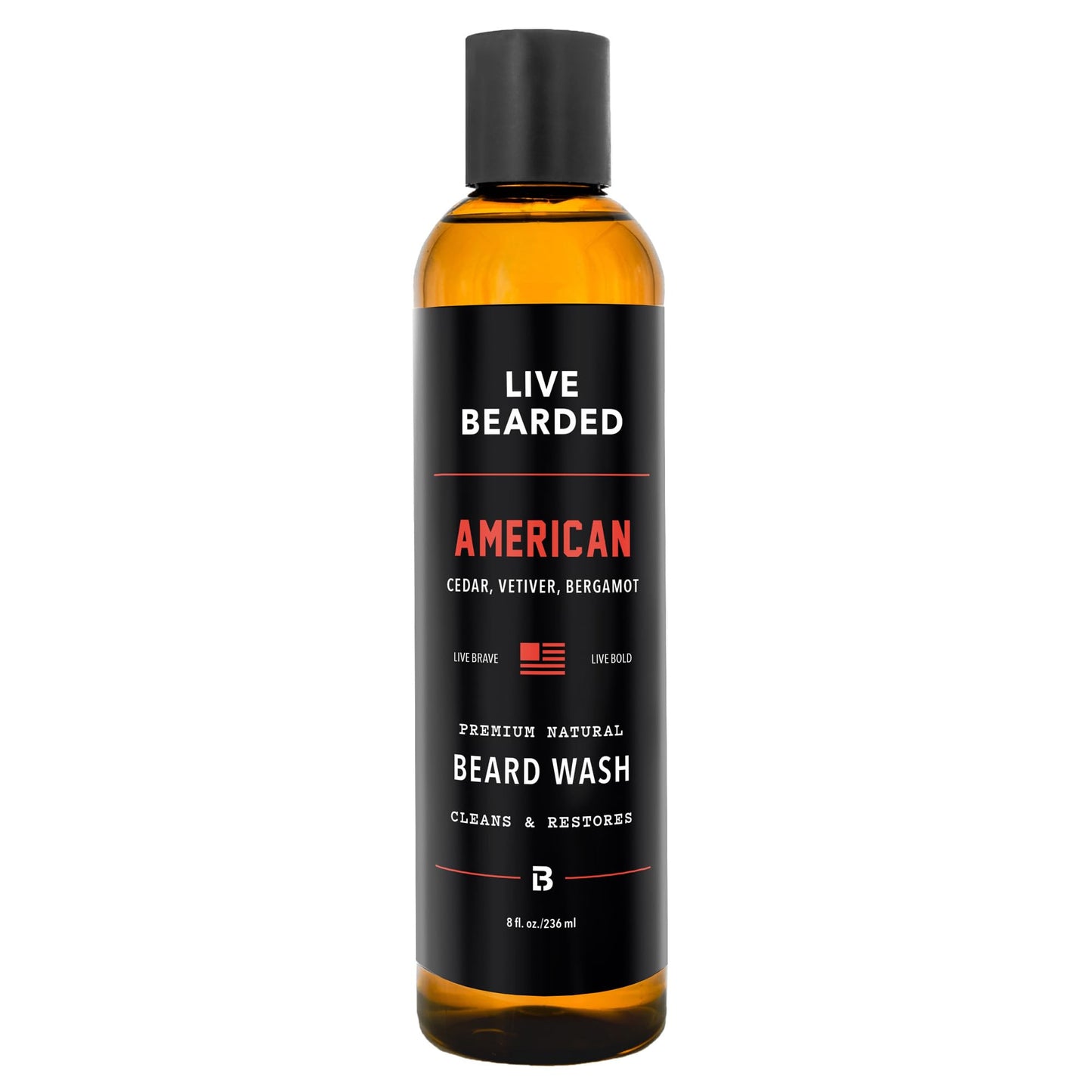 Live Bearded Beard Wash, 8 fl oz - Water-Based Face Cleanser with All-Natural Ingredients for a Gentle, Deep Clean - Made in the USA | American Scent Beauty & Personal Care Live Bearded