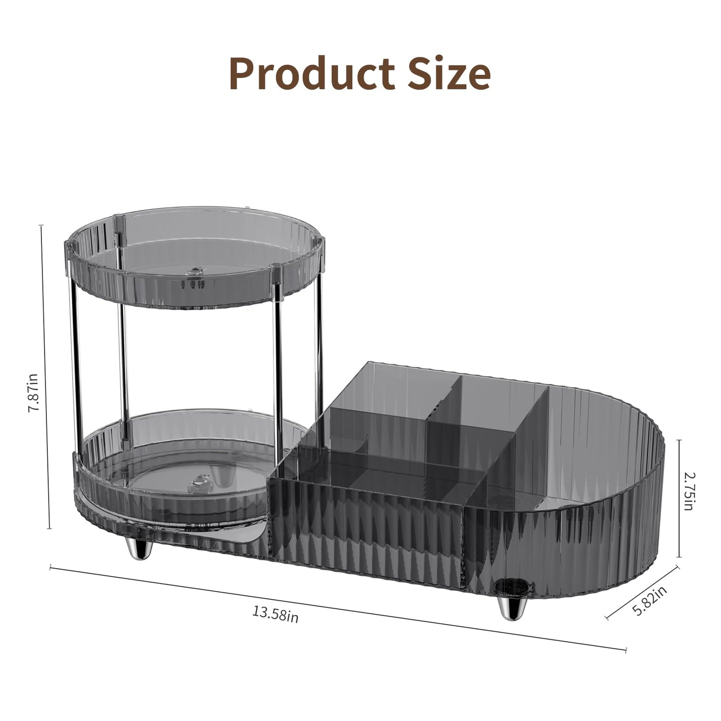 Makeup Organizer Countertop for Vanity, 360 Rotating Perfume Tray with 5-compartment Cosmetic and Skincare Organizers, Multi-Purpose Desk Storage Beauty and Personal Care Jywantful