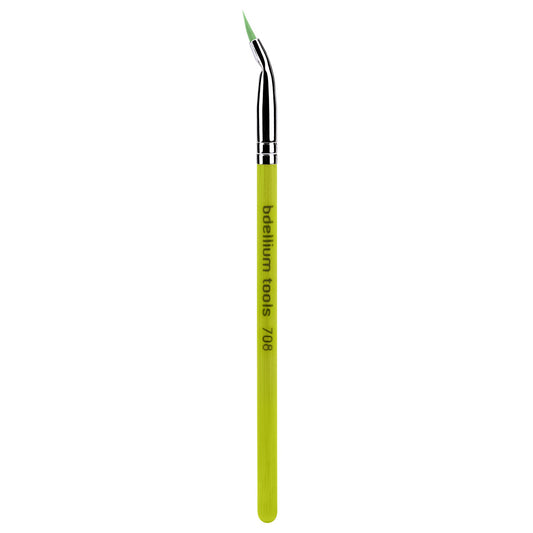 Bdellium Tools Professional Makeup Brush - Green Bambu Series 708 Bent Eyeliner - With Soft Synthetic Fibers, For Smooth Application (Green, 1pc)