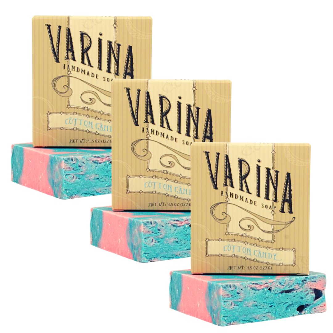 Varina Natural Cotton Candy Bar Soap - Gentle Cleansing for Sensitive Skin - 3 Pack Beauty & Personal Care Varina