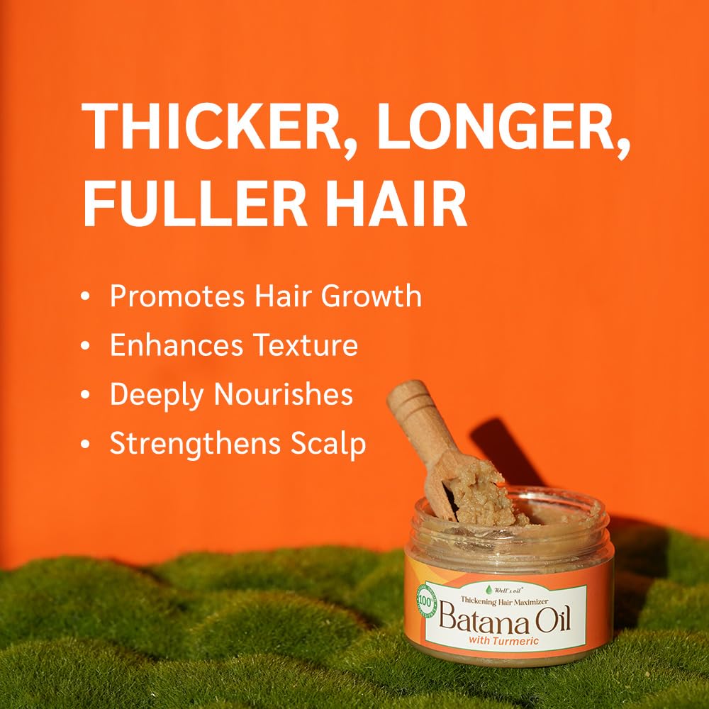 Well's Oil Batana Oil with Turmeric Extract | Made with Batana Oil | Plant-Derived Ingredients | Nourishes & Conditions Hair (4.23 oz / 119 g) Beauty & Personal Care Well's Oil