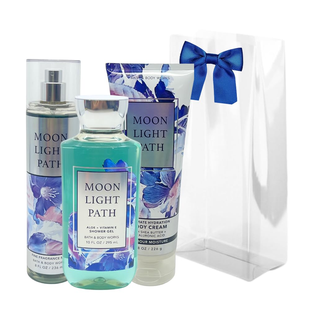Bath & Body Works Moonlight Path 3pc bundle - Mist, Shower Gel & Body Cream - Gift Set for Women Beauty & Personal Care Bath & Body Works