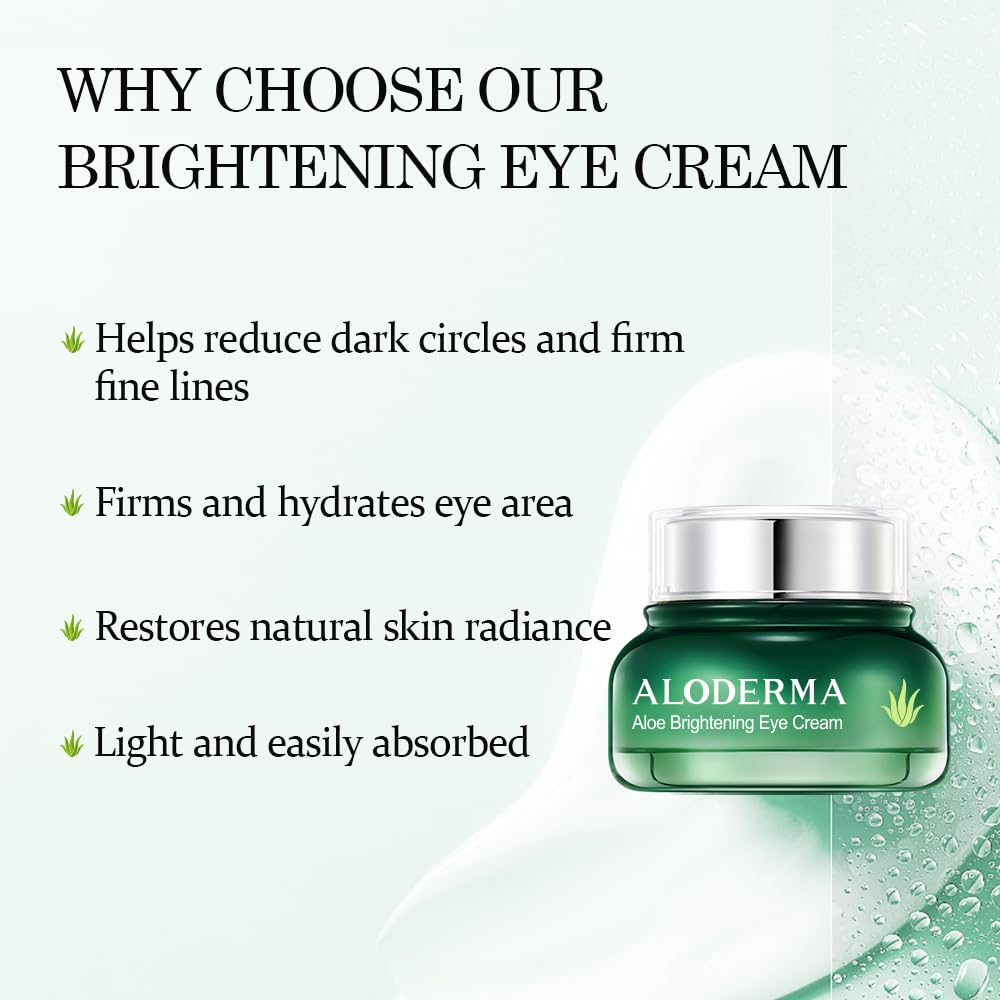Aloderma Brightening Eye Cream with Organic Aloe Vera - Hydrating Effect for Dark Circles & Puffiness with Caffeine & Sage Oil - Day & Night Eye Care Beauty & Personal Care Aloderma
