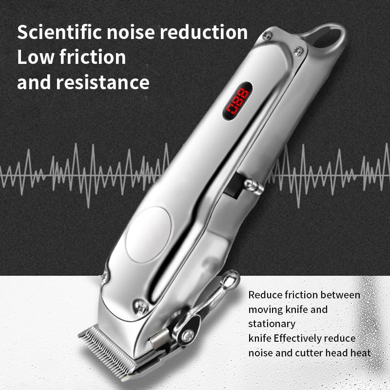 Professional Hair Clippers for Men - 4 Gears Pitch Fine Adjustable Long-Lasting 210-Min Battery Quiet + Powerful Motor LED Display Cordless Barber Beauty and Personal Care GLESVOWIO