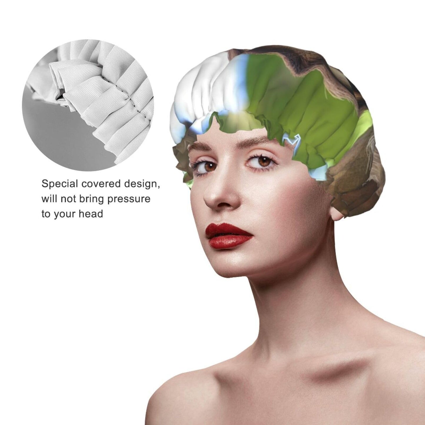 A Sloth on a Tree Branch Shower Cap for Women Men Large Reusable Shower Bonnet Double-Layer Waterproof Bath Caps Elastic Band Hair Hat for All Beauty and Personal Care BWLHJKE