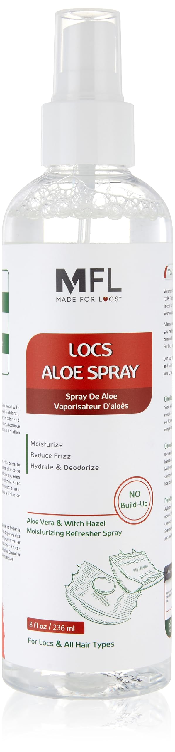 Made For Locs Vegan Aloe Refresher Spray | Hydrating Moisturizer for Locs & Dreadlocks, Natural Hair Care | Nourishing Locs Spray with Aloe Vera, 8 oz Beauty & Personal Care MFL MADE FOR LOCS