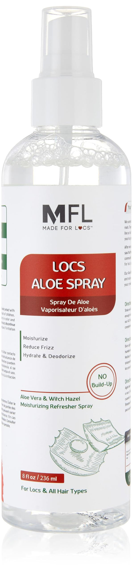 Made For Locs Vegan Aloe Refresher Spray | Hydrating Moisturizer for Locs & Dreadlocks, Natural Hair Care | Nourishing Locs Spray with Aloe Vera, 8 oz Beauty & Personal Care MFL MADE FOR LOCS