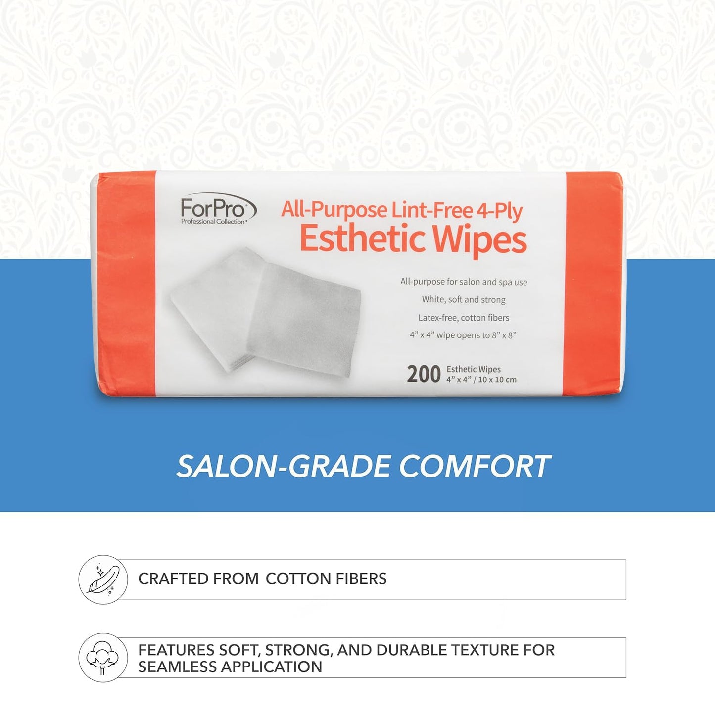 ForPro Professional Collection All-Purpose Lint-Free 4-Ply Esthetic Wipes, Non-Woven, For Salon and Spa Use, Soft, Strong and Durable, Latex-Free, 4" Beauty and Personal Care ForPro Professional Collection