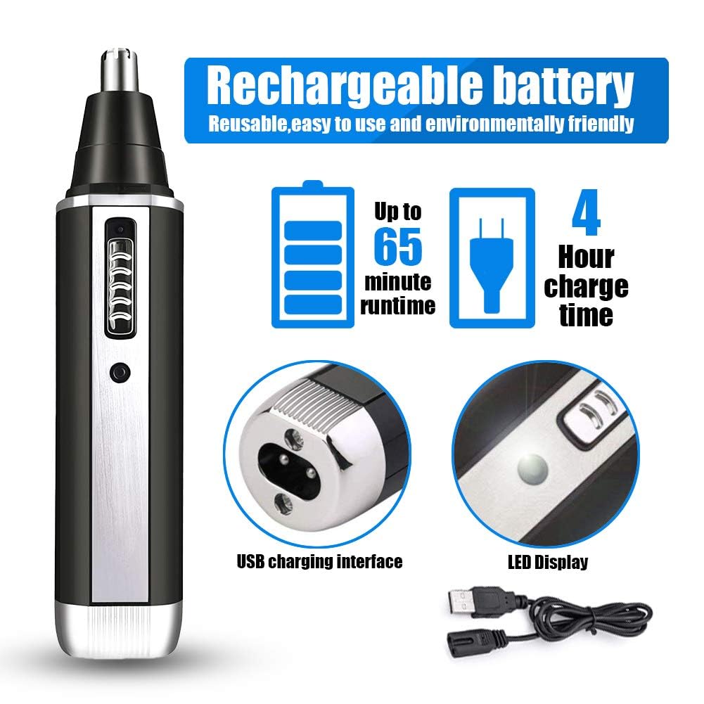 Ginity 2024 USB Rechargeable Nose Hair Trimmer for Men Women,4 in 1 Painless Eyebrow & Facial Hair Trimmer with Powerful Motor and Dual-Edge Blades Beauty and Personal Care Ginity