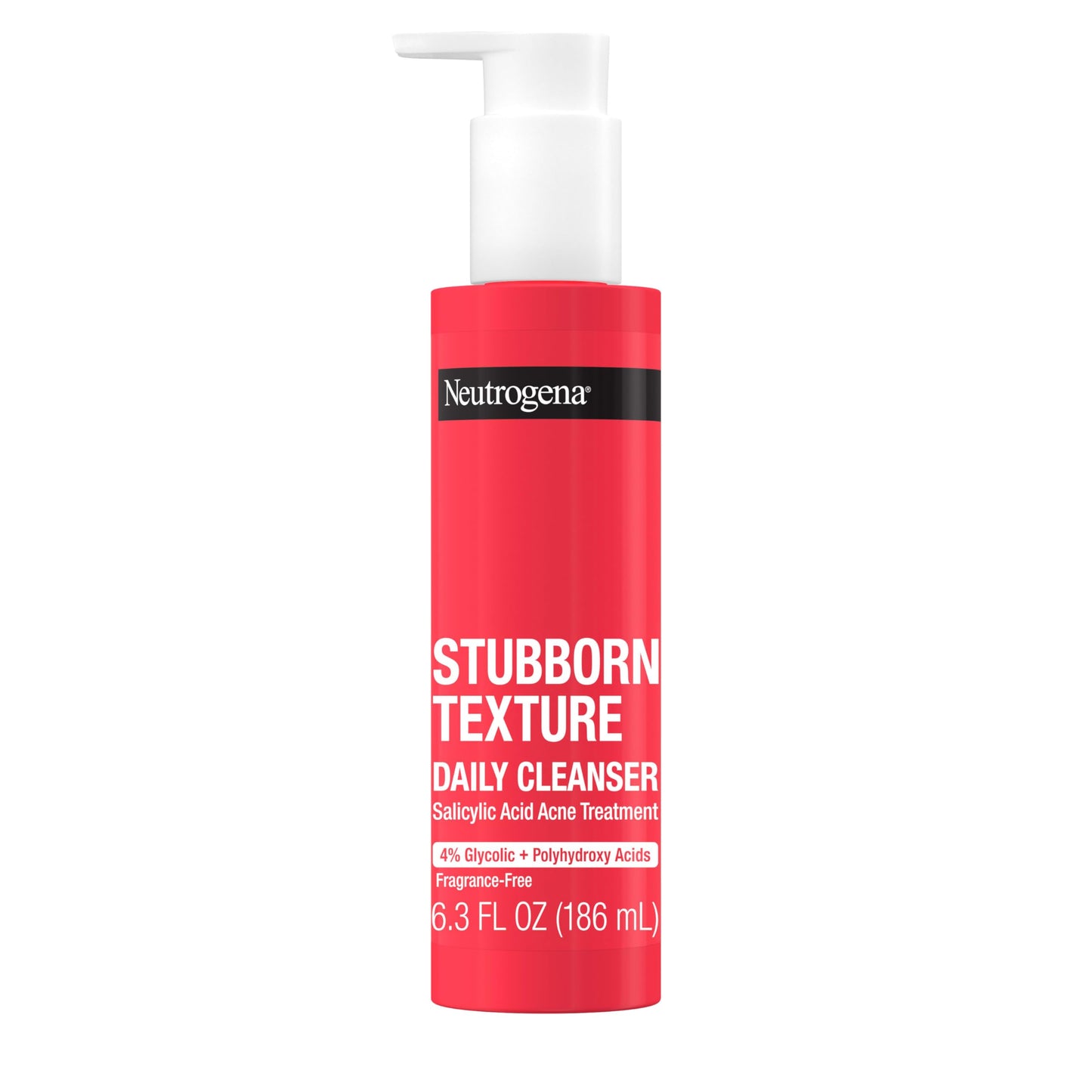 Neutrogena Stubborn Texture Daily Acne Facial Cleanser, Salicylic Acid Face Wash + Glycolic & Polyhydroxy Acids, Fragrance-Free, 6.3 fl. oz Beauty & Personal Care Neutrogena