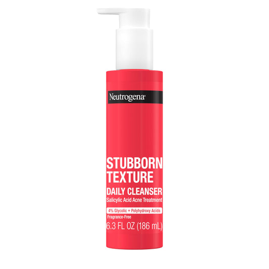 Neutrogena Stubborn Texture Daily Acne Facial Cleanser, Salicylic Acid Face Wash + Glycolic & Polyhydroxy Acids, Fragrance-Free, 6.3 fl. oz Beauty & Personal Care Neutrogena