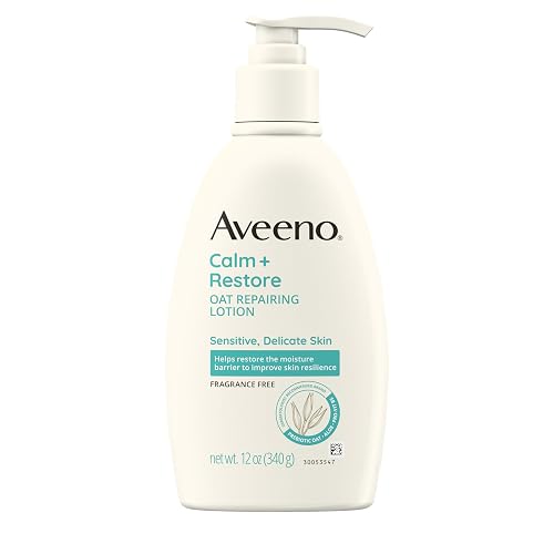 Aveeno Calm + Restore Oat Repairing Body Lotion for Sensitive Skin, Daily Moisturizer with Prebiotic Oat, Aloe & Pro-Vitamin B5, Fragrance Free Body Beauty & Personal Care Aveeno