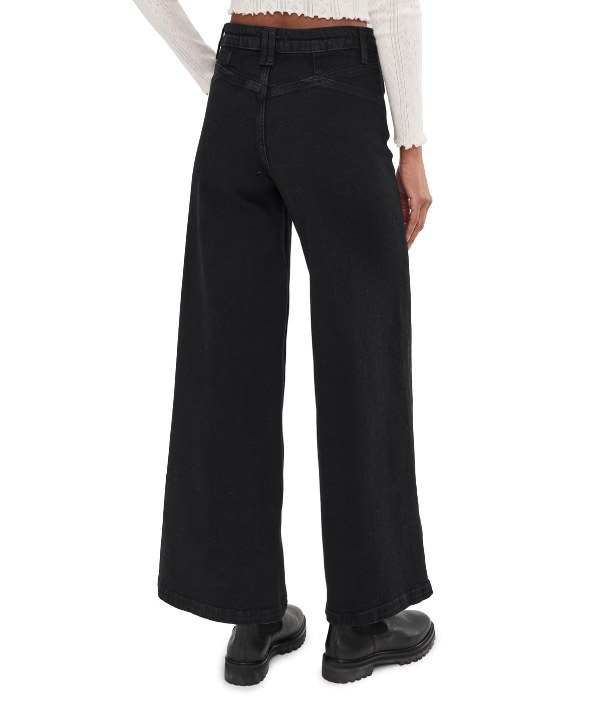 Free People, Womens, Kellee High-Rise Palazzo, Black Eyeliner, Size: 28, Inseam: One Size