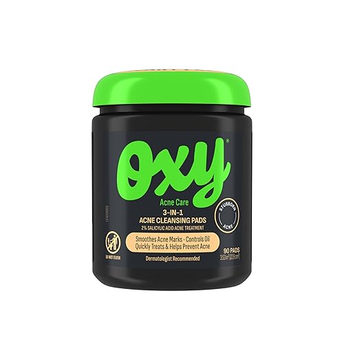 Oxy 3-IN-1 Acne Facial Cleansing Pads, Maximum Strength 2% Salicylic Acid Stubborn Acne Treatment, Controls Oil, Unclogs Pores, Smooths & Brightens Beauty & Personal Care Oxy