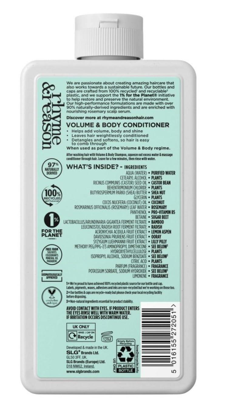 Rhyme & Reason 12 fl oz VOLUME & BODY Shampoo and Conditoner Set For Fine, Flat Hair Beauty & Personal Care Rhyme & Reason
