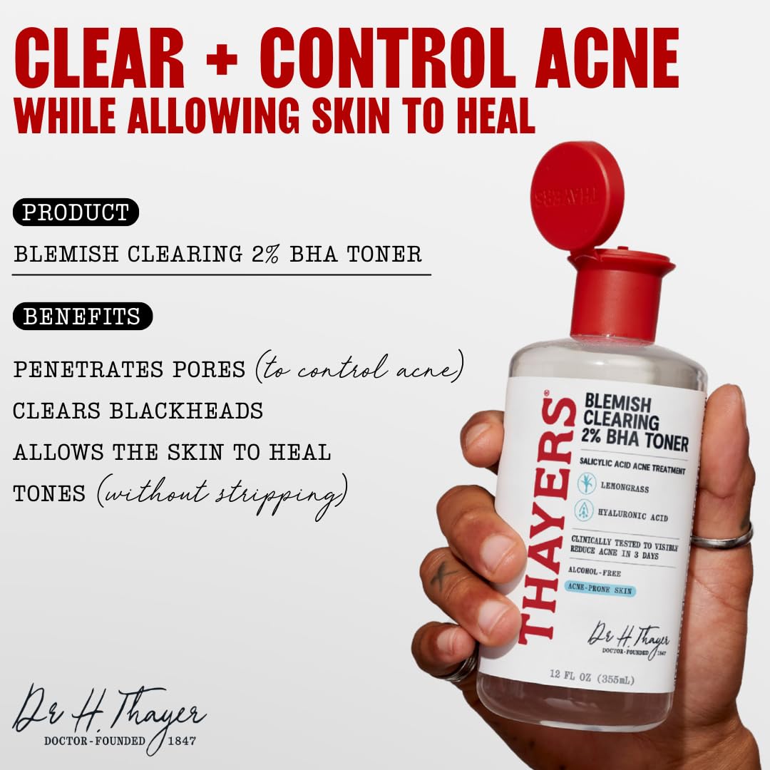 Thayers Blemish Clearing Salicylic Acid Toner, Acne Treatment Face Toner with 2% Salicylic Acid, Soothing and Non-Stripping Skin Care, 12 Fl Oz Beauty & Personal Care THAYERS