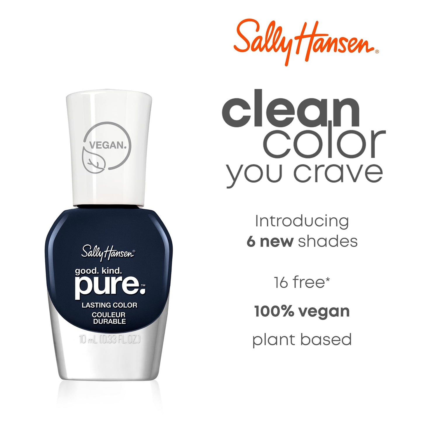 Sally Hansen Good. Kind. Pure. Nail Polish | Plant-Based, Vegan, 16-Free Formula | Opaque, Shiny | 370 Crystal Blue | Light Sky Blue Nail Color Beauty & Personal Care Sally Hansen