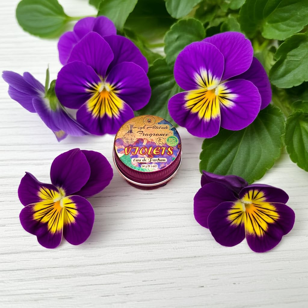 VIOLETS Perfume - Eau de Parfum - Solid Balm - Natural Essential Oils Aromatherapy Fragrance (Viola Odorata, Orris, Lavender, Heliotrope, Hyacinth Beauty & Personal Care HIGH ALTITUDE ORGANICS