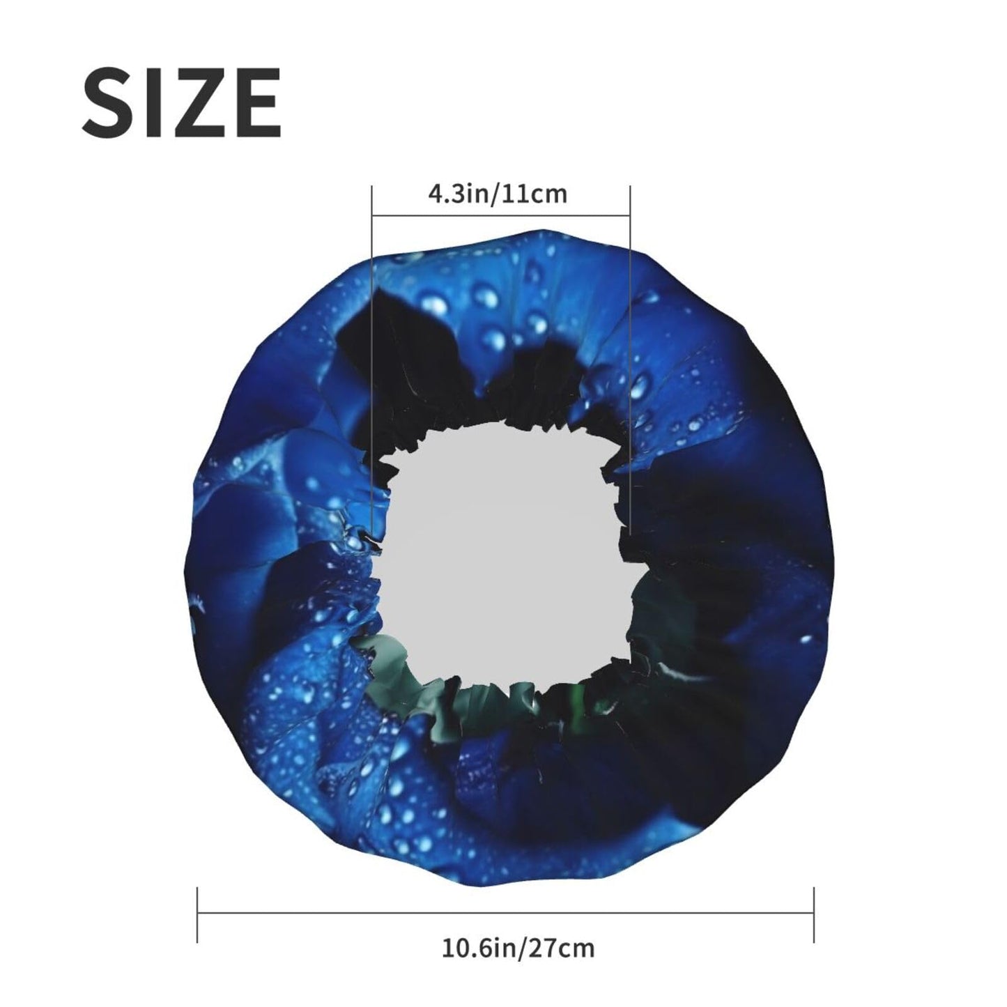 Blue rose Shower Cap for Women Men Large Reusable Shower Bonnet Double-Layer Waterproof Bath Caps Elastic Band Hair Hat for All Hairstyles Beauty and Personal Care BWLHJKE