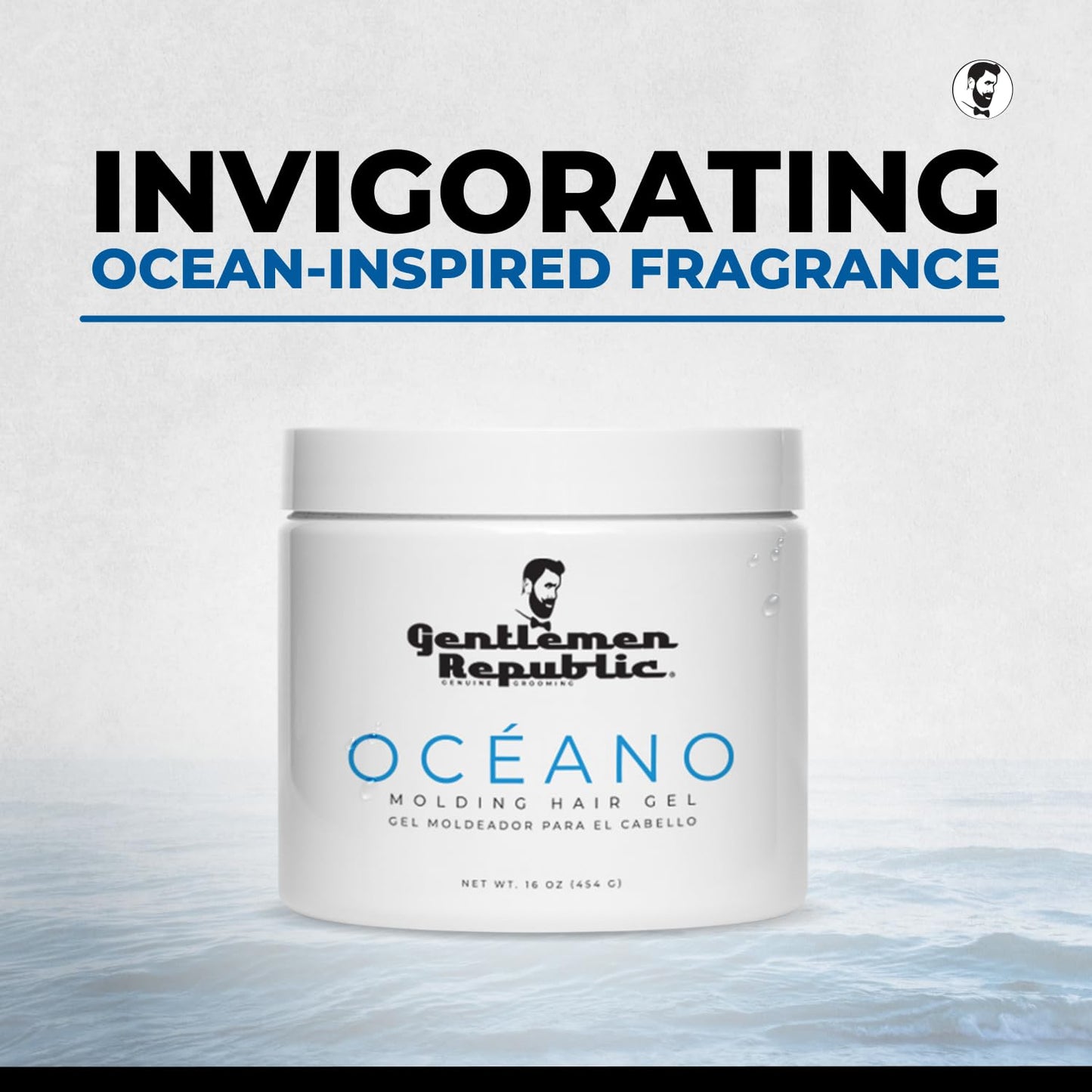 Gentlemen Republic Oceano Men's Hair Gel 16oz W/Pump - Strong Touchable Hold and High Shine Styling Gel for Hair, 100% Alcohol-Free Professional Beauty & Personal Care Gentlemen Republic