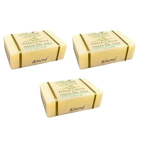 Grecian Goats Milk & Olive Oil Soap Bar 3-pack Almond Scent: Handmade, All-Natural, Soap for Dry & Sensitive Skin, RSPO Sustainable - 6oz Bar Beauty & Personal Care The Grecian Soap Company