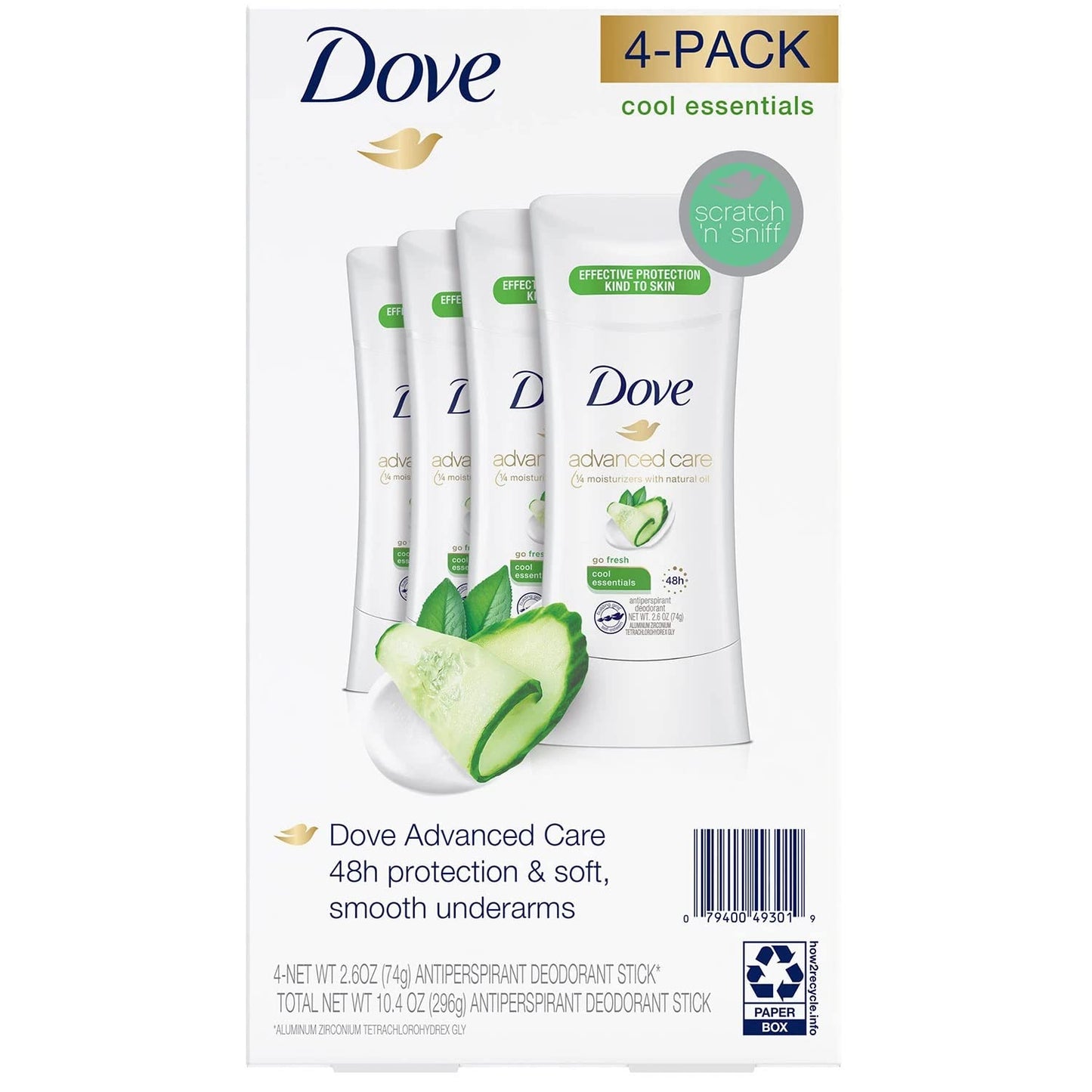 Dove Antiperspirant Deodorant Cool Essentials, 2.6 Ounce (Pack of 4) Beauty and Personal Care Dove