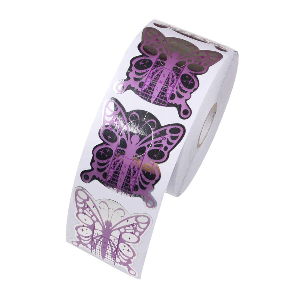 BeautyLeader 500Pcs Nail Form Pruple Bufferfly Shape Nail Art Guide Form Acrylic Tips UV Gel Extension Stickers Guide Stencil Manicure Tools for Nail Beauty & Personal Care BeautyLeader