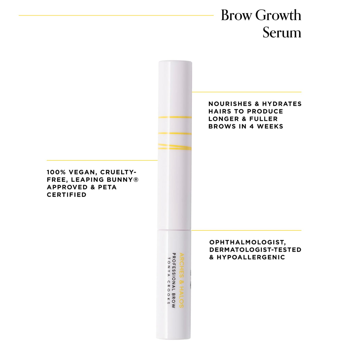 Arches & Halos Brow Growth Serum - Hydrating Eyebrow Conditioner Treatment - Hair Regrowth Activating Formula for Thin, Over Plucked Brows - Vegan,