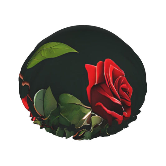 Red Roses Printed Double Layer Lined Shower Cap,Shower Caps For Women Reusable Beauty and Personal Care BEIVGOXL