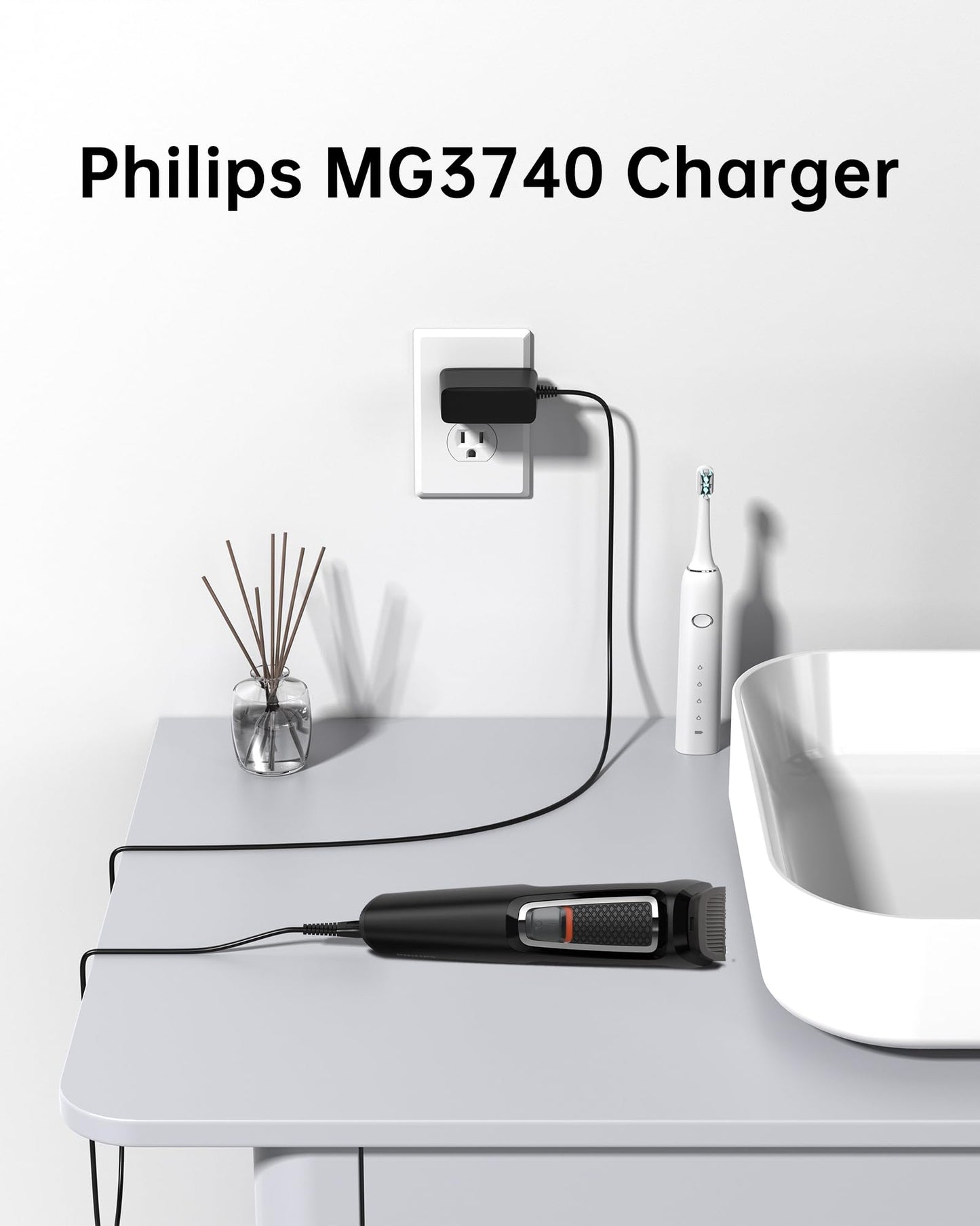VHBW Charger Cord for Philips Norelco MG3740 & QP2520 Only, 4.3V 70mA Power Adapter, 6FT Replacement Charging Cable Beauty and Personal Care vhbw