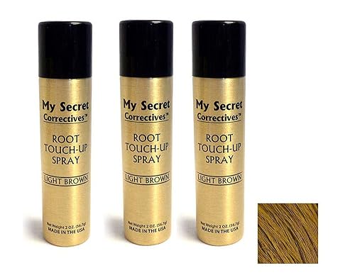 My Secret Correctives Root Touch-Up Spray - 2oz each - 3 Cans - LIGHT BROWN Beauty & Personal Care My Secret Correctives