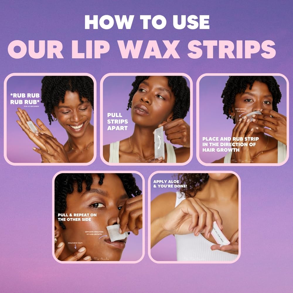 No Mo-Stache Shark Tank Lip Wax Strips for Hair Removal, 24 Hypoallergenic Waxing Strips For Upper Lip, Chin, Eyebrows, and Face Beauty and Personal Care No mo-stache