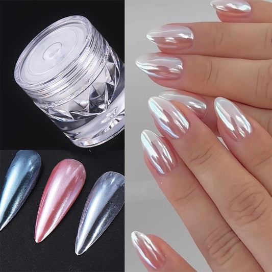 1 Box Nail Glitter Peacock Pearl Nail Powder Shimmer Glitter Wedding Bride Nail Design Rubbing Dust Mirror Effect Fairy Powder DIY Gradient Nail Art Beauty & Personal Care Bellecrey