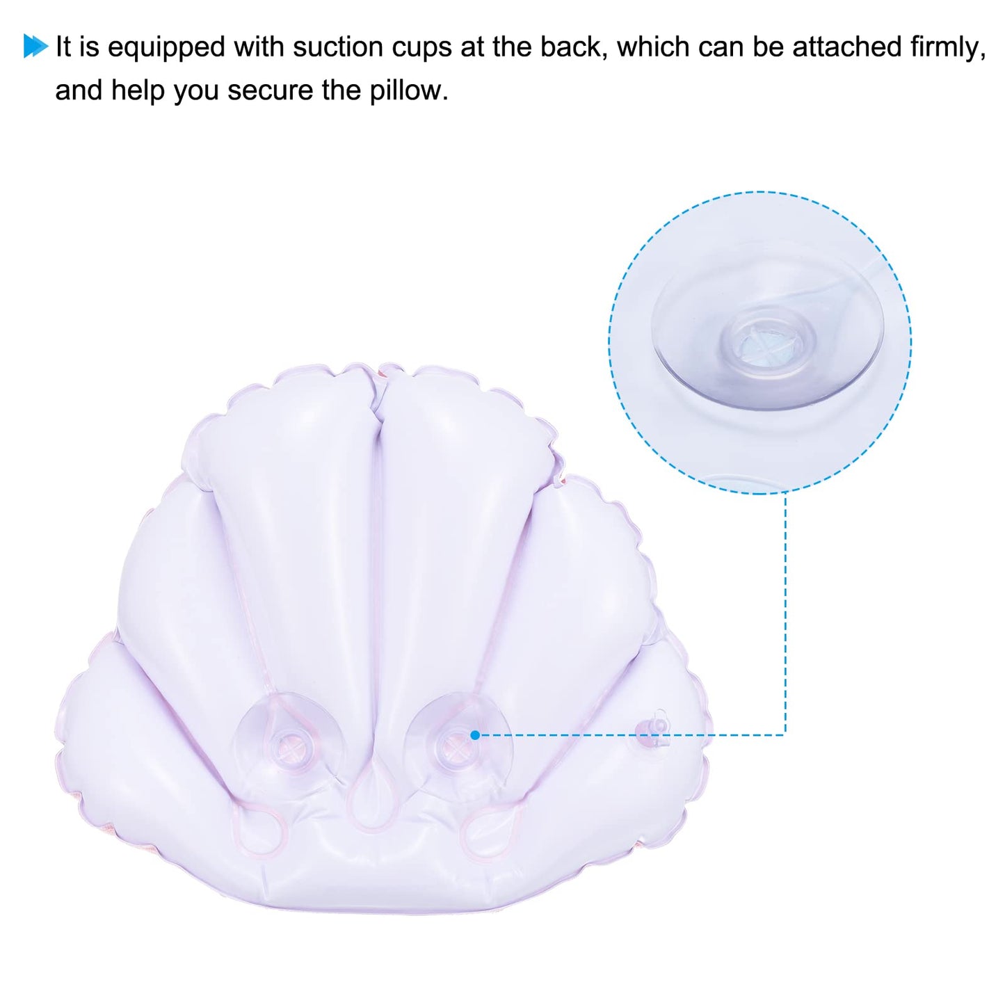 PATIKIL Inflatable Bath Pillow with Suction Cups, 3 Pack Terry Cloth Covered Shell Shape Bath Pillow Neck Support for Bathtub Hot Tub (Pink, White Beauty and Personal Care PATIKIL