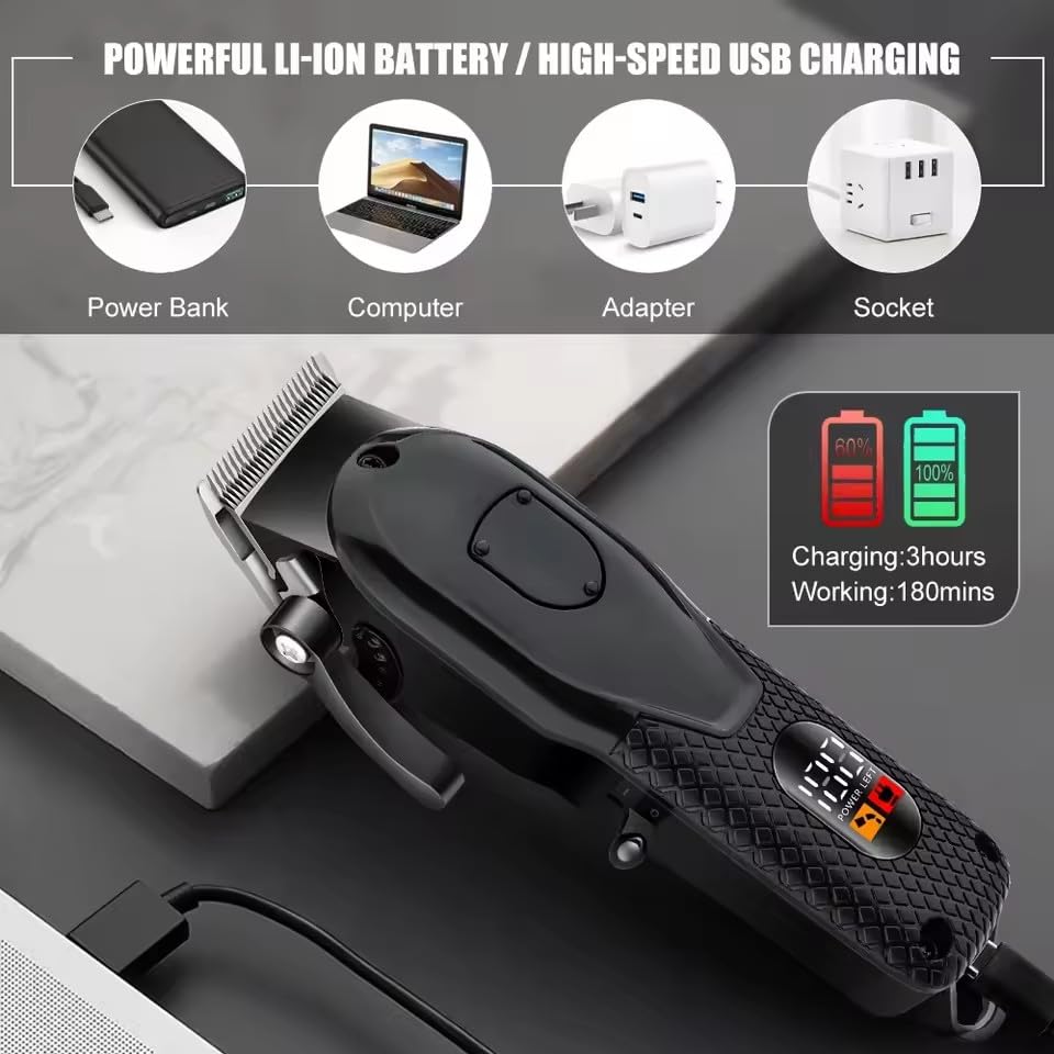 Professional Hair Clippers for Men,USB Rechargeable Hair Trimmer,Men's Grooming Kit with 4 Coms for Barbers Shop & Home Use Beauty and Personal Care QDKVTNDJZ