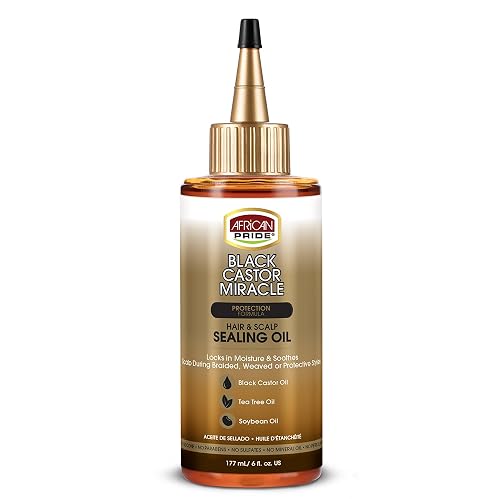African Pride Black Castor Miracle Hair & Scalp Sealing Oil - Hair Oil with Black Castor, Tea Tree & Soybean Oil for Moisture Lock, Scalp Relief Beauty & Personal Care African Pride