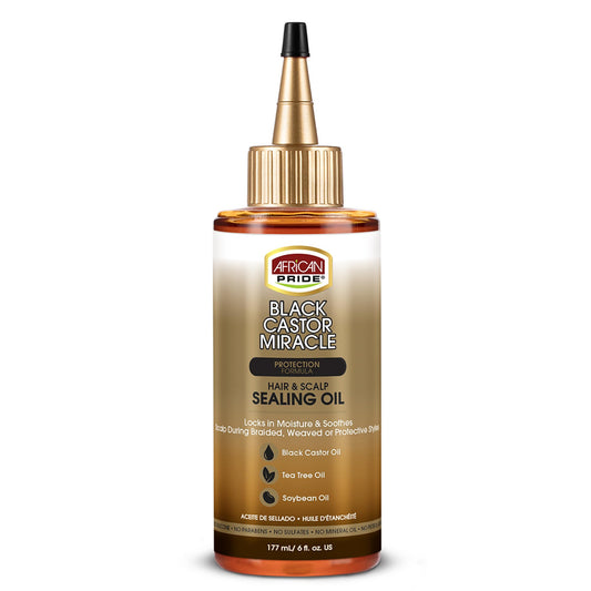 African Pride Black Castor Miracle Hair & Scalp Sealing Oil - Hair Oil with Black Castor, Tea Tree & Soybean Oil for Moisture Lock, Scalp Relief Beauty & Personal Care African Pride