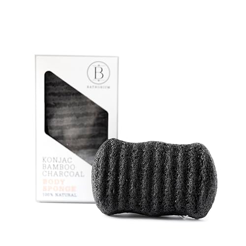 Bathorium Konjac Bamboo Charcoal Body Sponge, Natural Exfoliating & Cleansing Sponge, 100% Plant-Based, Ideal for Sensitive Skin & Daily Use, 1 Sponge Beauty & Personal Care Bathorium