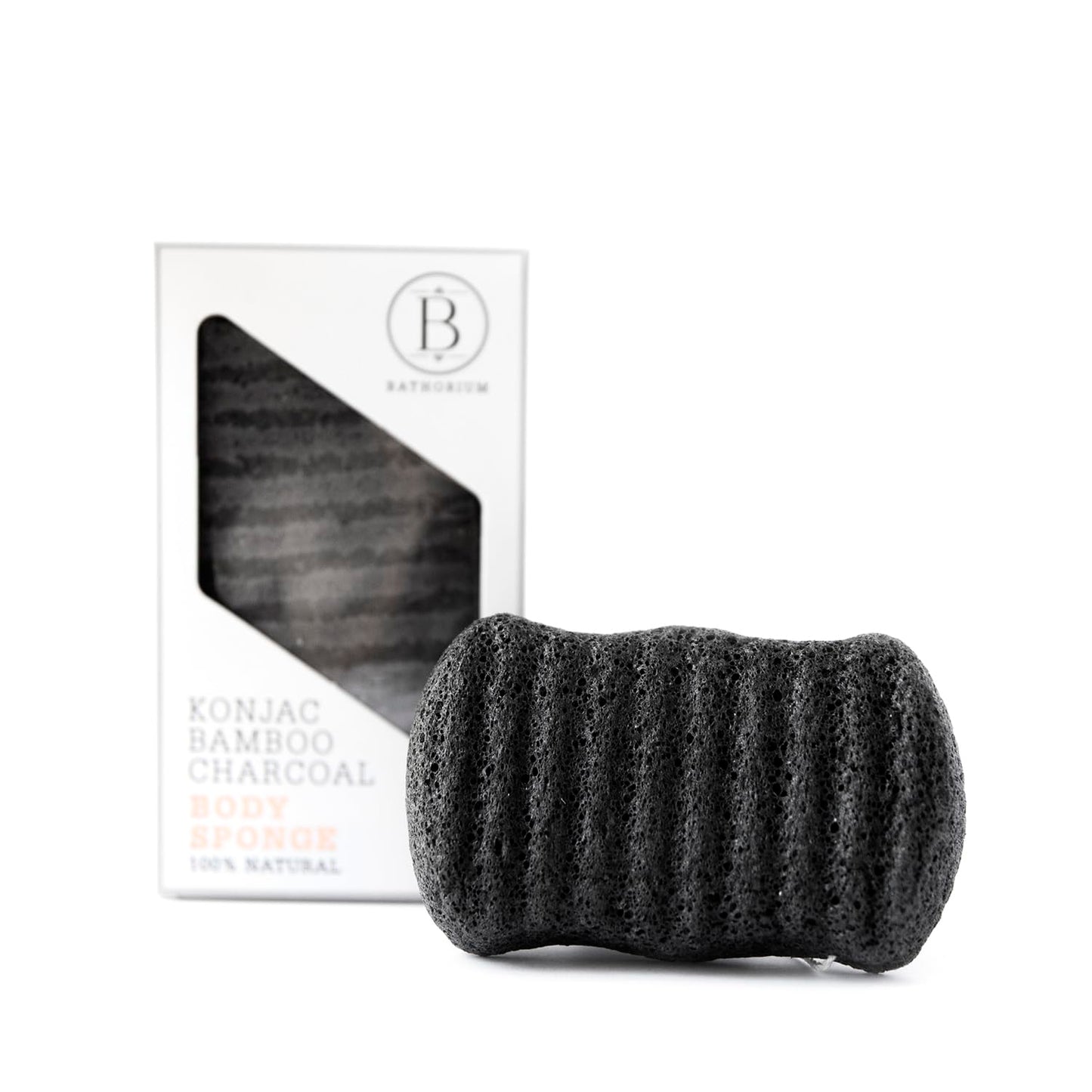 Bathorium Konjac Bamboo Charcoal Body Sponge, Natural Exfoliating & Cleansing Sponge, 100% Plant-Based, Ideal for Sensitive Skin & Daily Use, 1 Sponge Beauty & Personal Care Bathorium