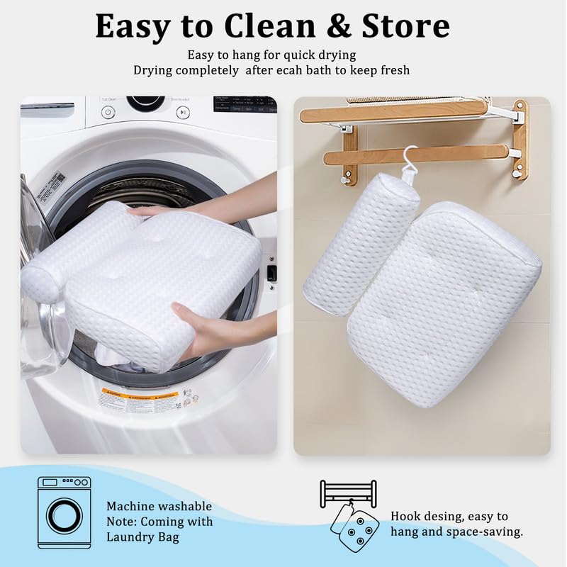 Bath Pillow for Bathtub Support Neck,Head and Back with Non-Slip Suction Cups and Comfortabl 4D AirenMesh Bathtub Pillow for Women & Men Beauty and Personal Care Fitheaven