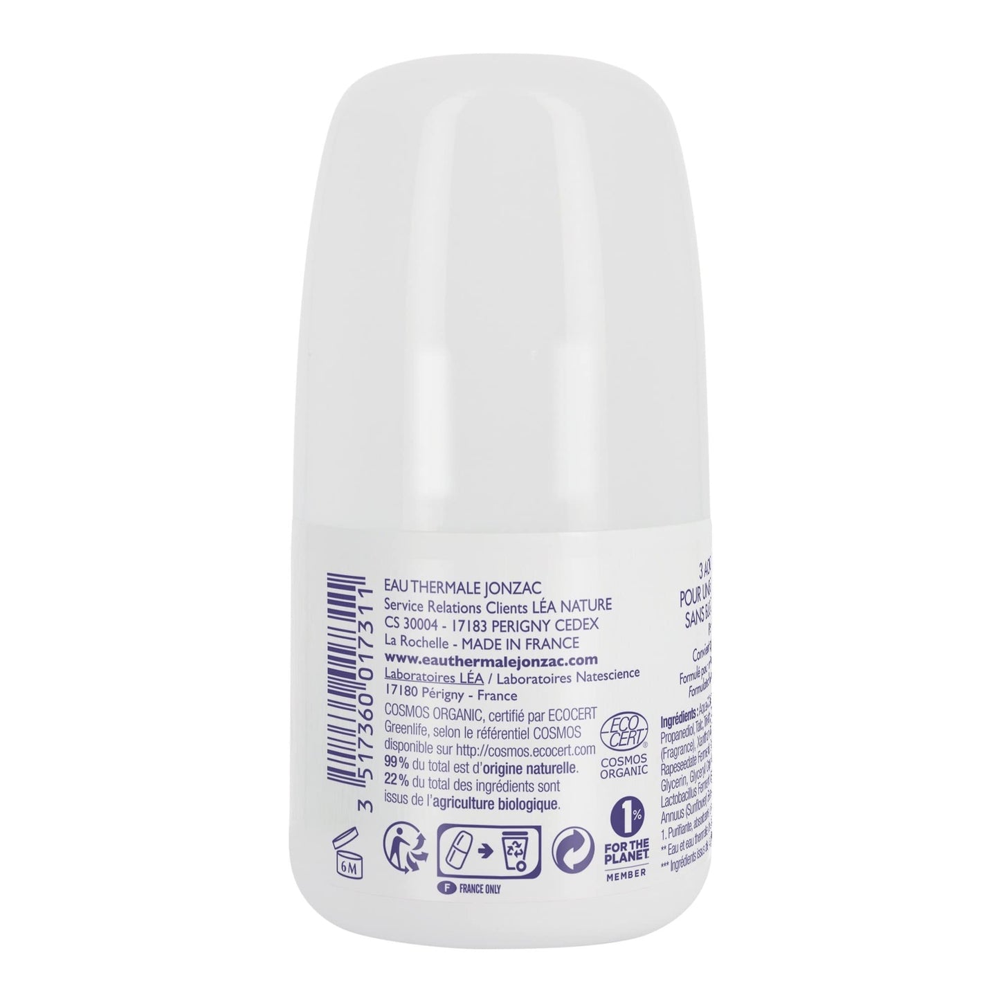 Eau Thermale Jonzac Organic Cosmetic Nutritive Hypoallergenic Deo-Care, 50 ml Beauty and Personal Care JONZAC