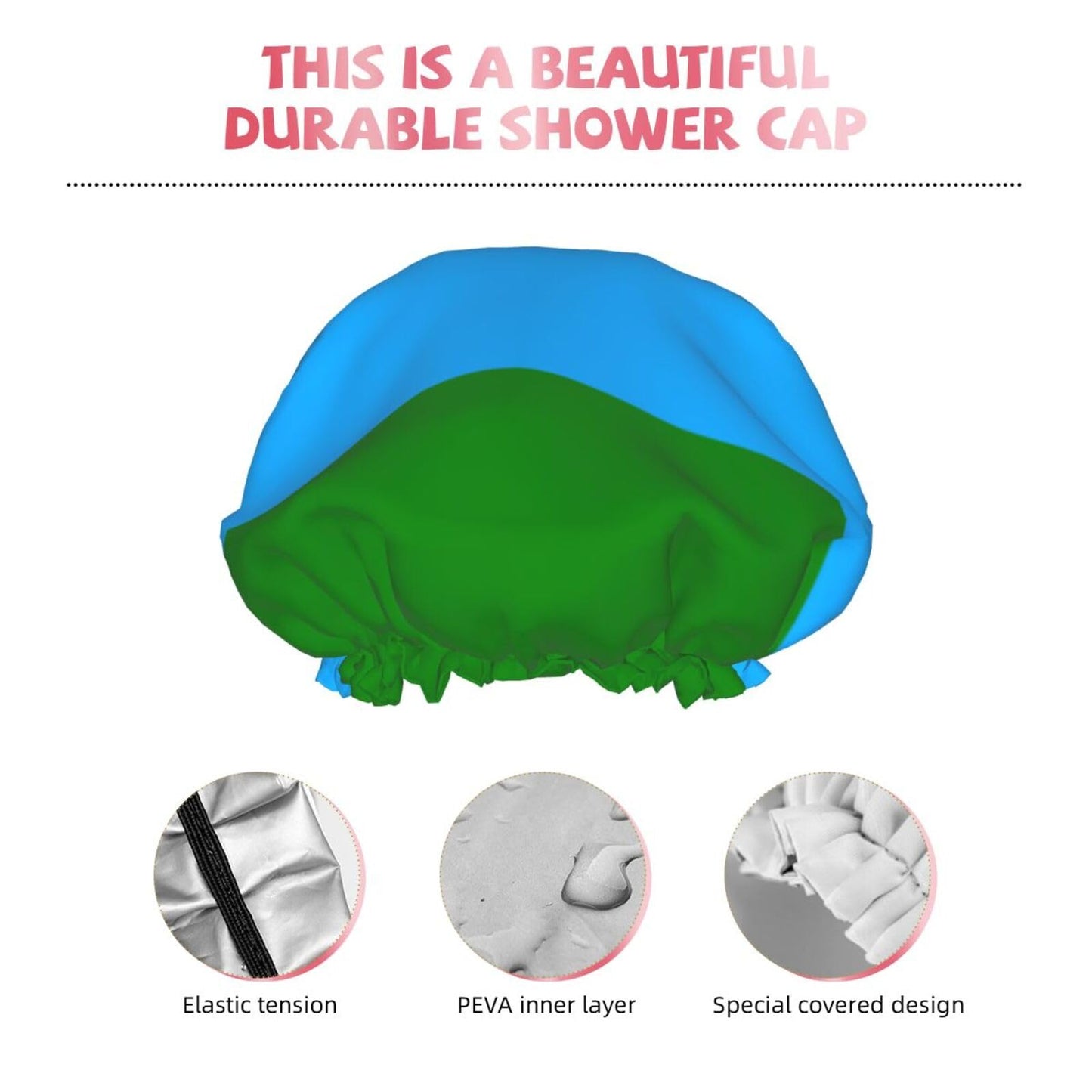 Karelia Flag Prints Shower Cap Double Layer Lined Waterproof Bathing Shower Hat Beauty and Personal Care Hayyett